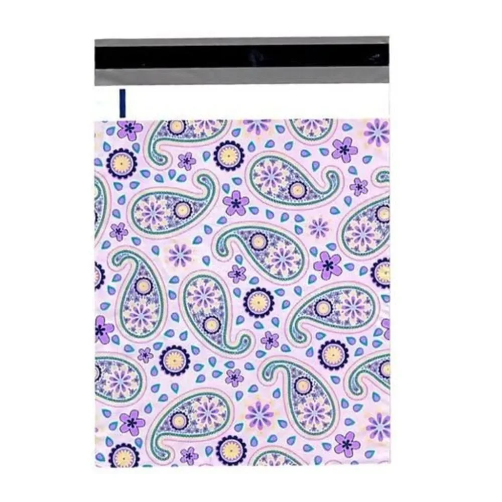 Purple Paisley Poly Mailers Size 10x13 Pack of 20